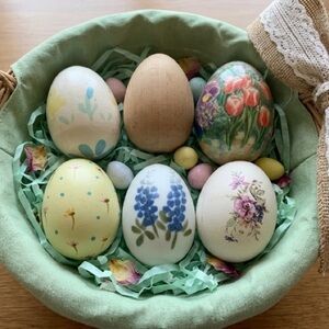 Vintage Curated Easter Egg Set Of 6 Mixed Materials Shabby Chic Spring Decor